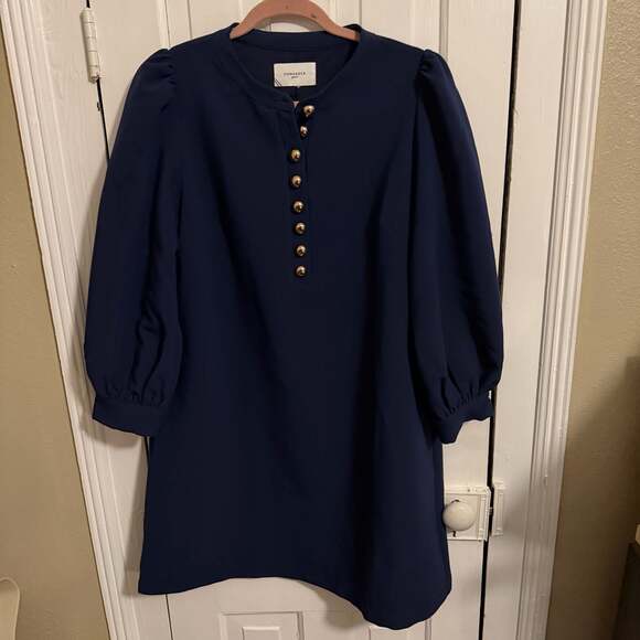 Pomander Place Navy Blue Crepe Samantha Dress Large Tuckernuck - Picture 3 of 8